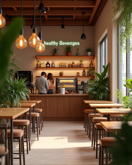 Espace café et détente proposant des boissons saines