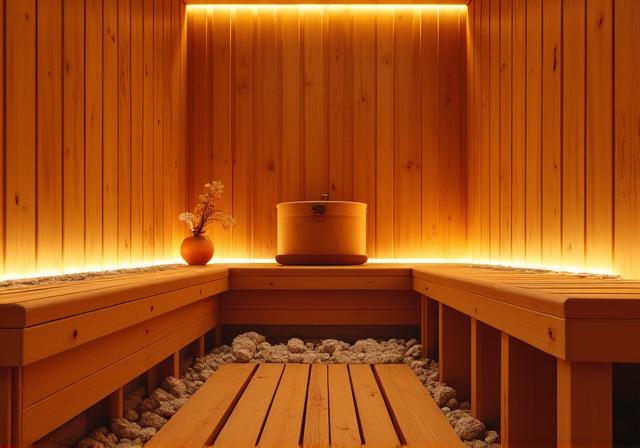 Intérieur du sauna en bois de cèdre